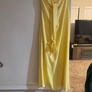 SHEIN Yellow Maxi Dress with Front Tie
